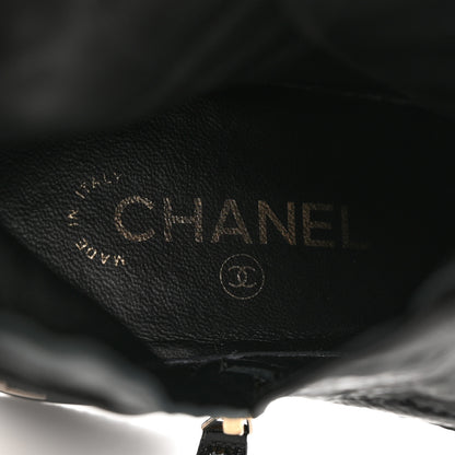 Chanel Shiny Crumpled Lambskin Lace Up Combat Boots 38 Black 7 of 10
