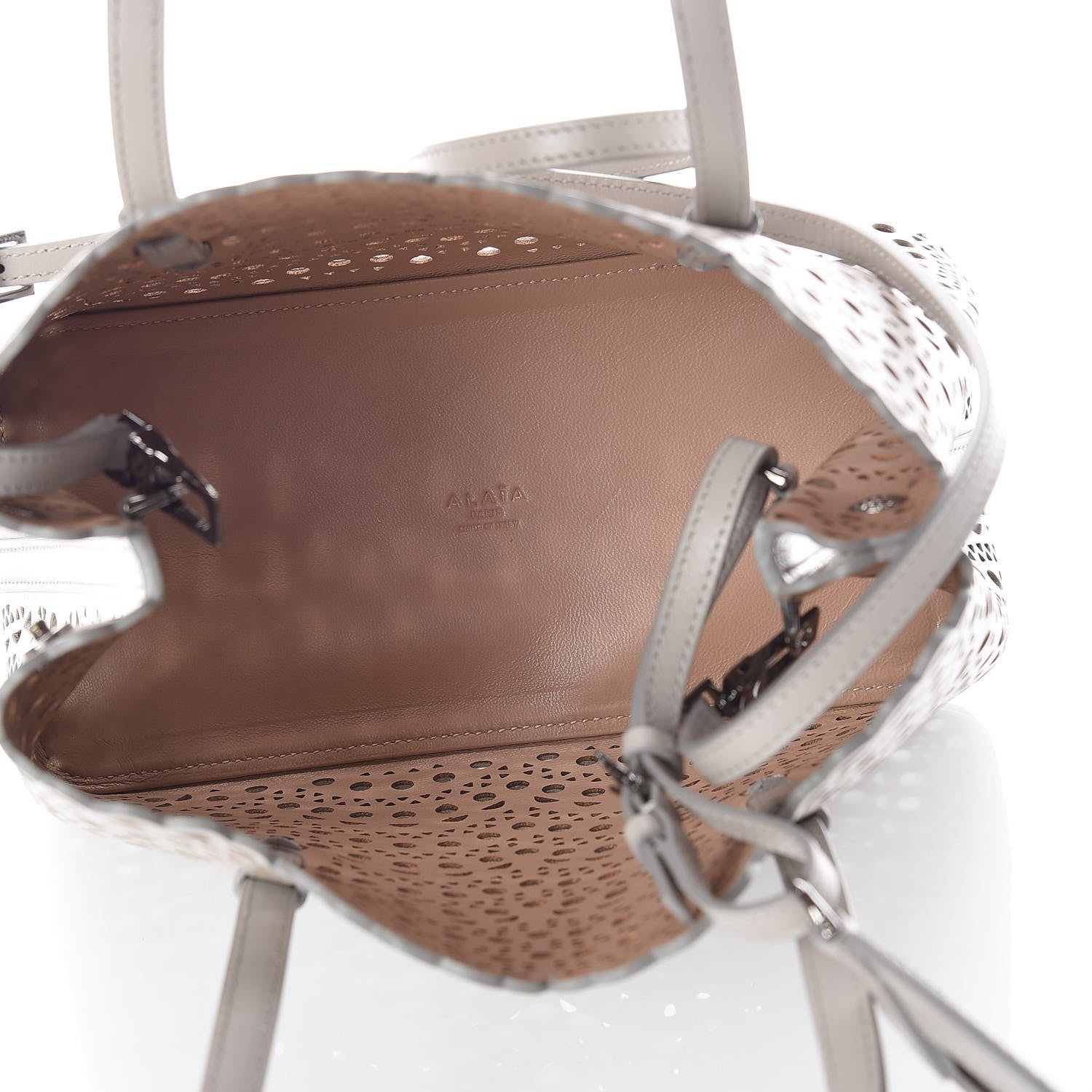 Alaia Lux Calfskin Vienne Wave Mina 25 Bag Perle 7 of 9