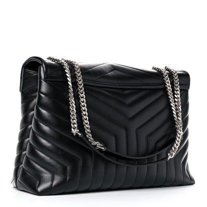 Saint Laurent Calfskin Y Quilted Monogram Large Loulou Chain Satchel Black 3 of 15