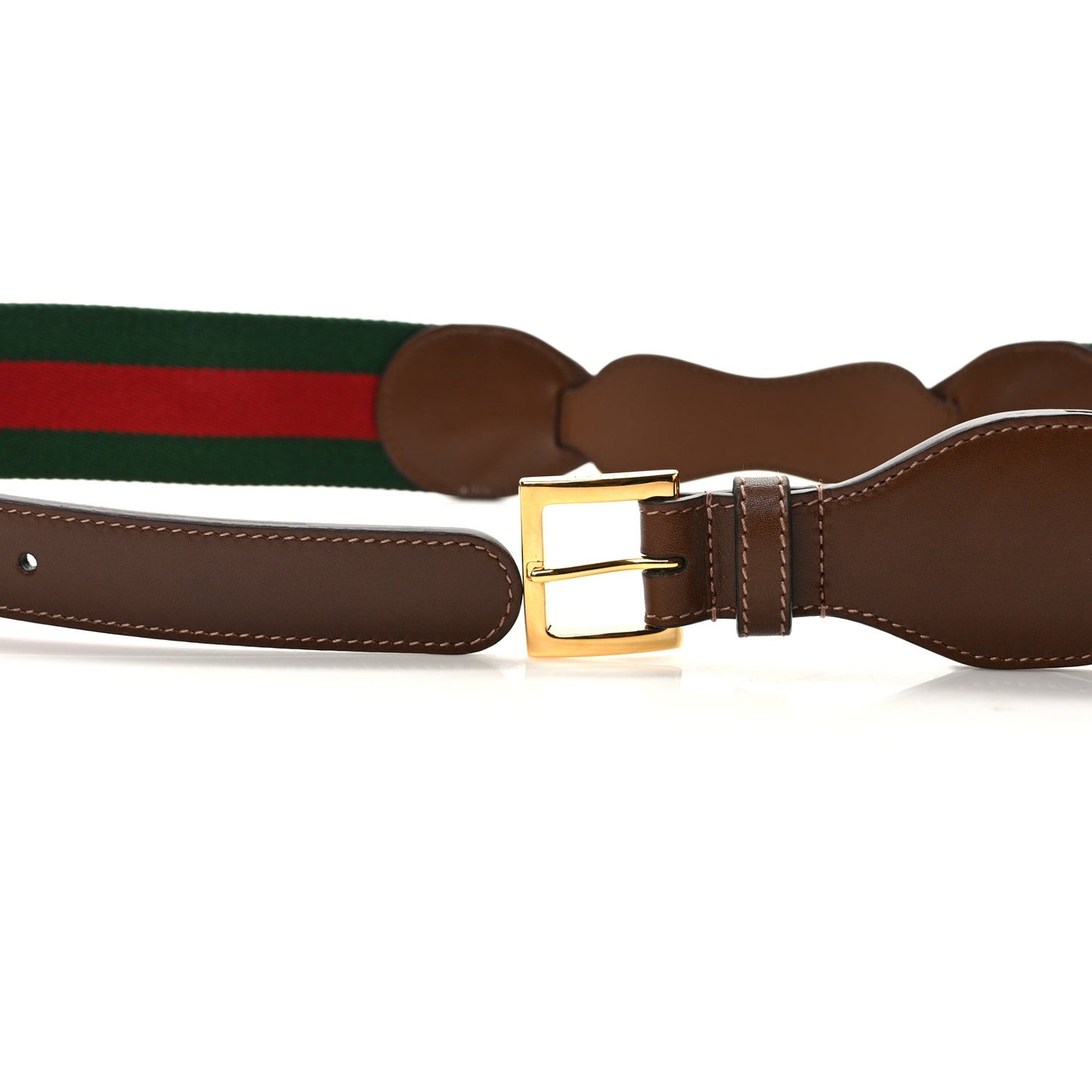 Efesto Calfskin Web Horsebit 50/25mm Belt 85 34 Green Red Brown Sugar