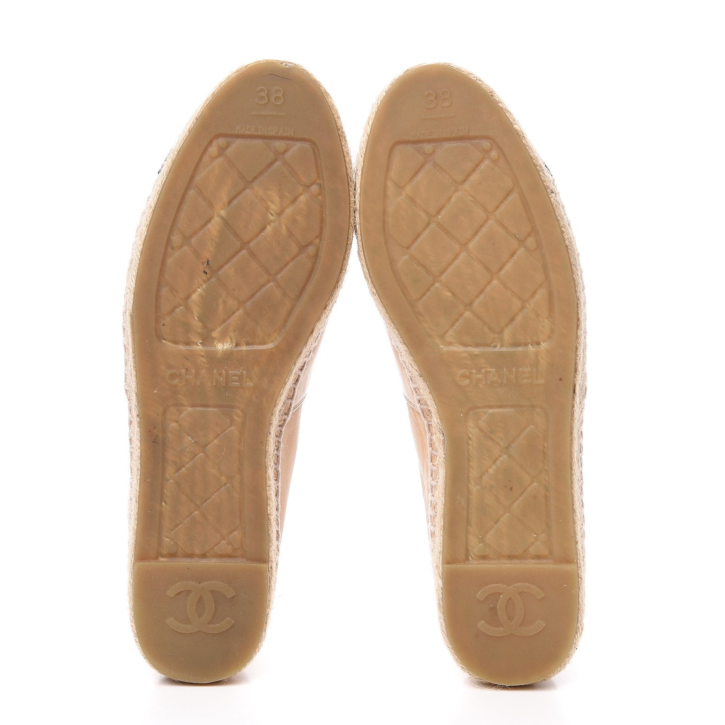 Lambskin CC Espadrilles 38 Beige Black