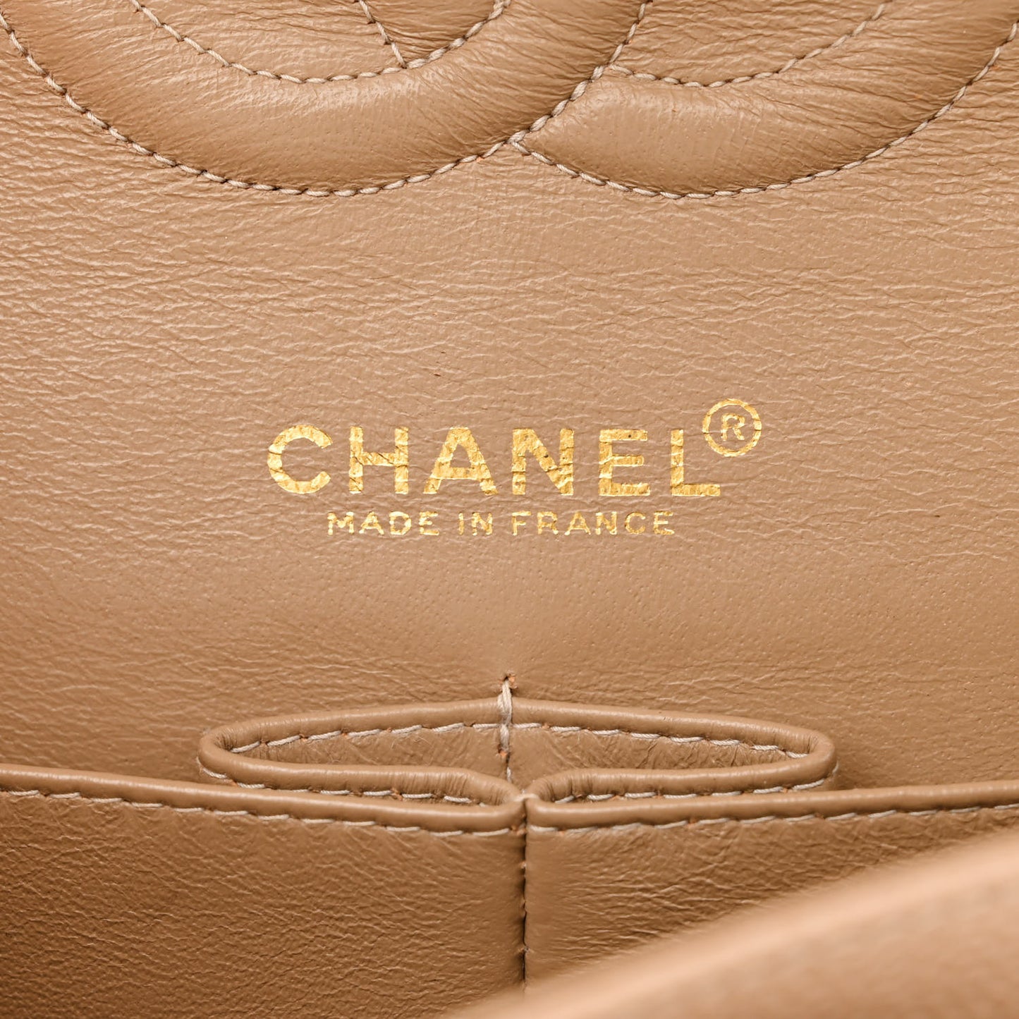 Caviar Quilted Medium Double Flap Beige