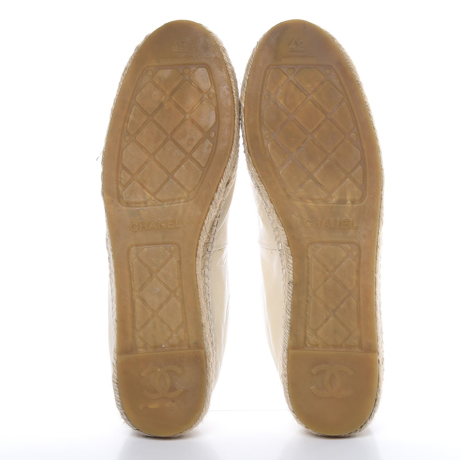 Chanel Metallic Calfskin Grosgrain CC Espadrilles 42 Ivory Black 5 of 12