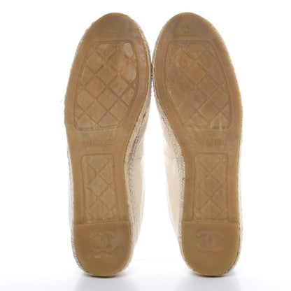 Chanel Metallic Calfskin Grosgrain CC Espadrilles 42 Ivory Black 5 of 12