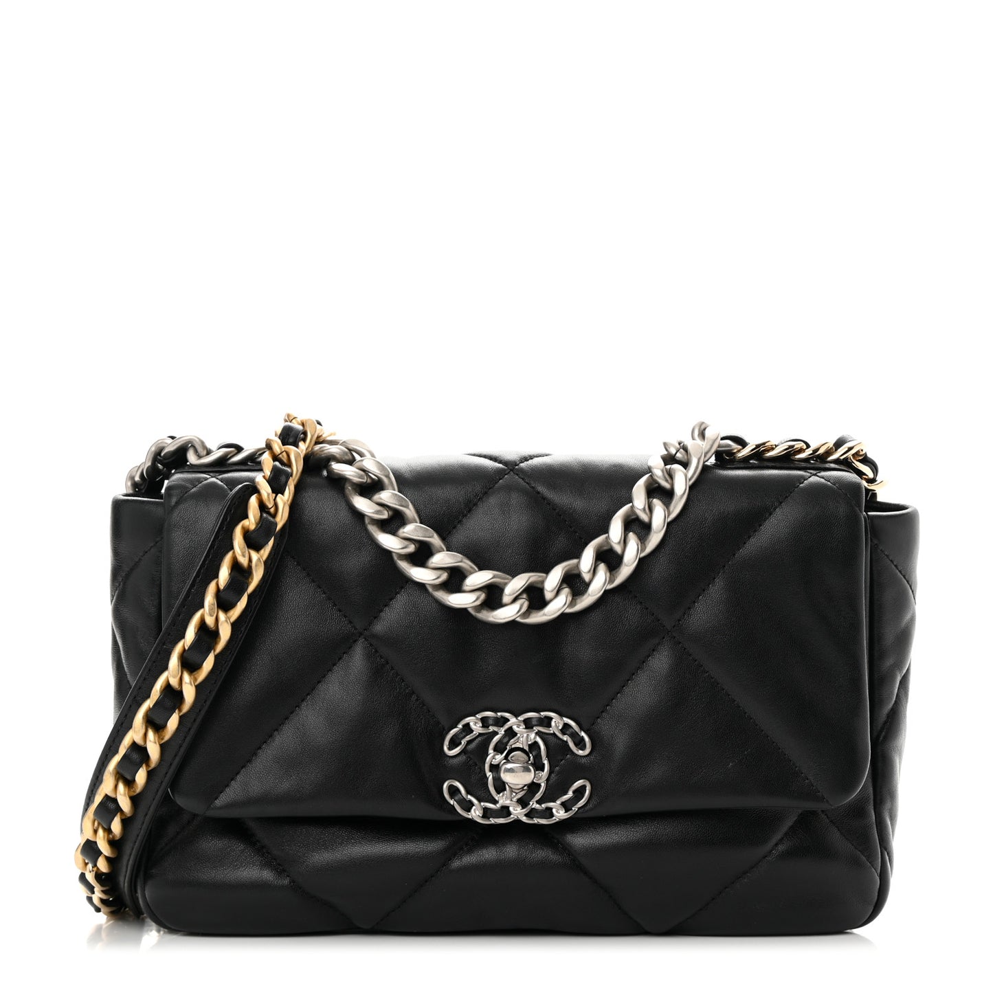 Goatskin Quilted Medium Chanel 19 Flap Black