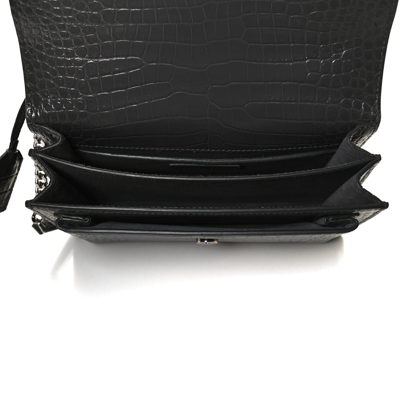 Calfskin Crocodile Embossed Medium Monogram Sunset Graphite