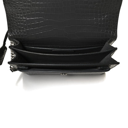 Saint Laurent Calfskin Crocodile Embossed Medium Monogram Sunset Graphite 5 of 12