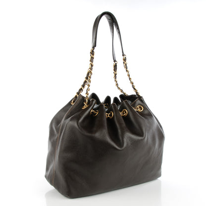 Chanel Calfskin CC Drawstring Bucket Bag Dark Brown 3 of 7