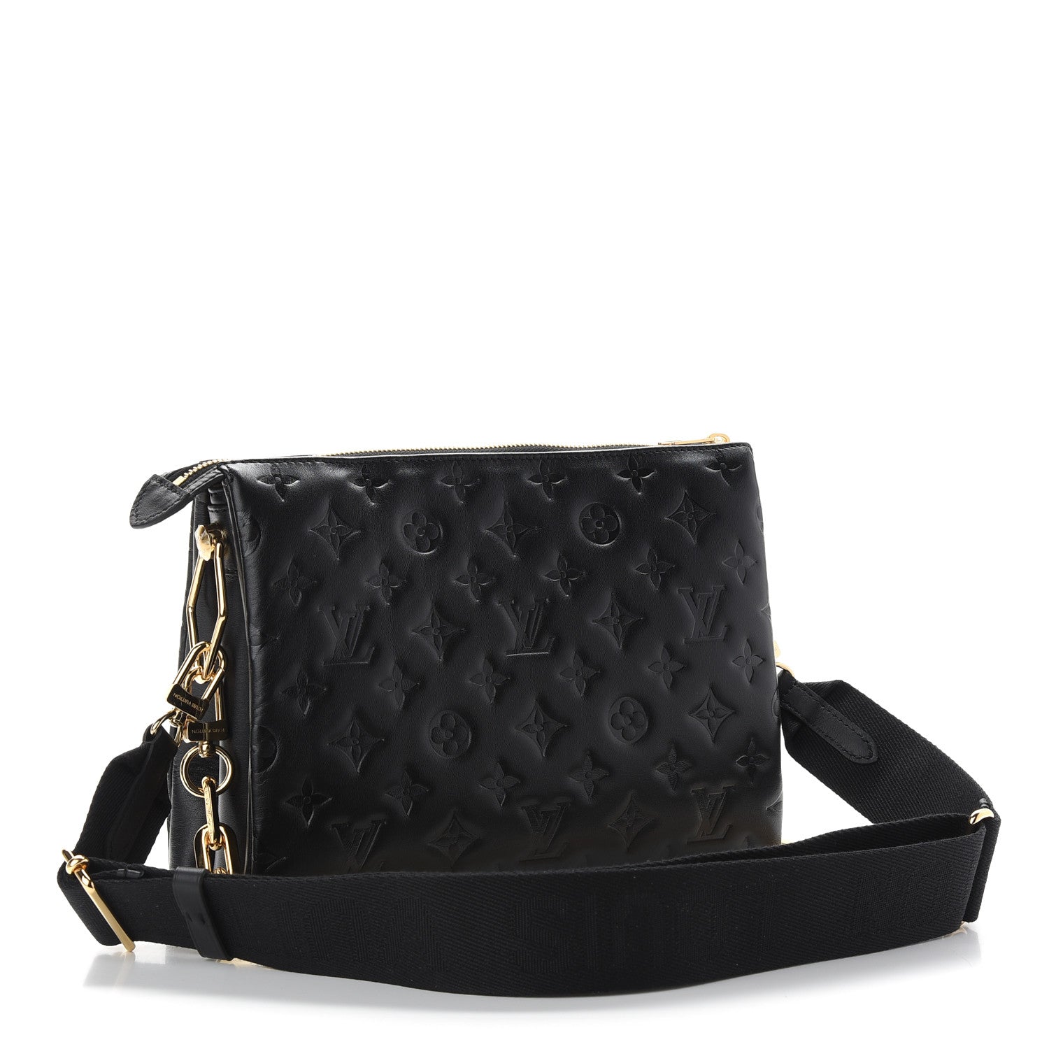 Louis Vuitton Lambskin Embossed Monogram Coussin PM Black 3 of 8