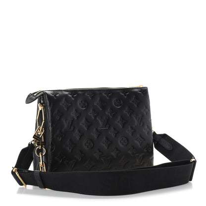 Louis Vuitton Lambskin Embossed Monogram Coussin PM Black 3 of 8