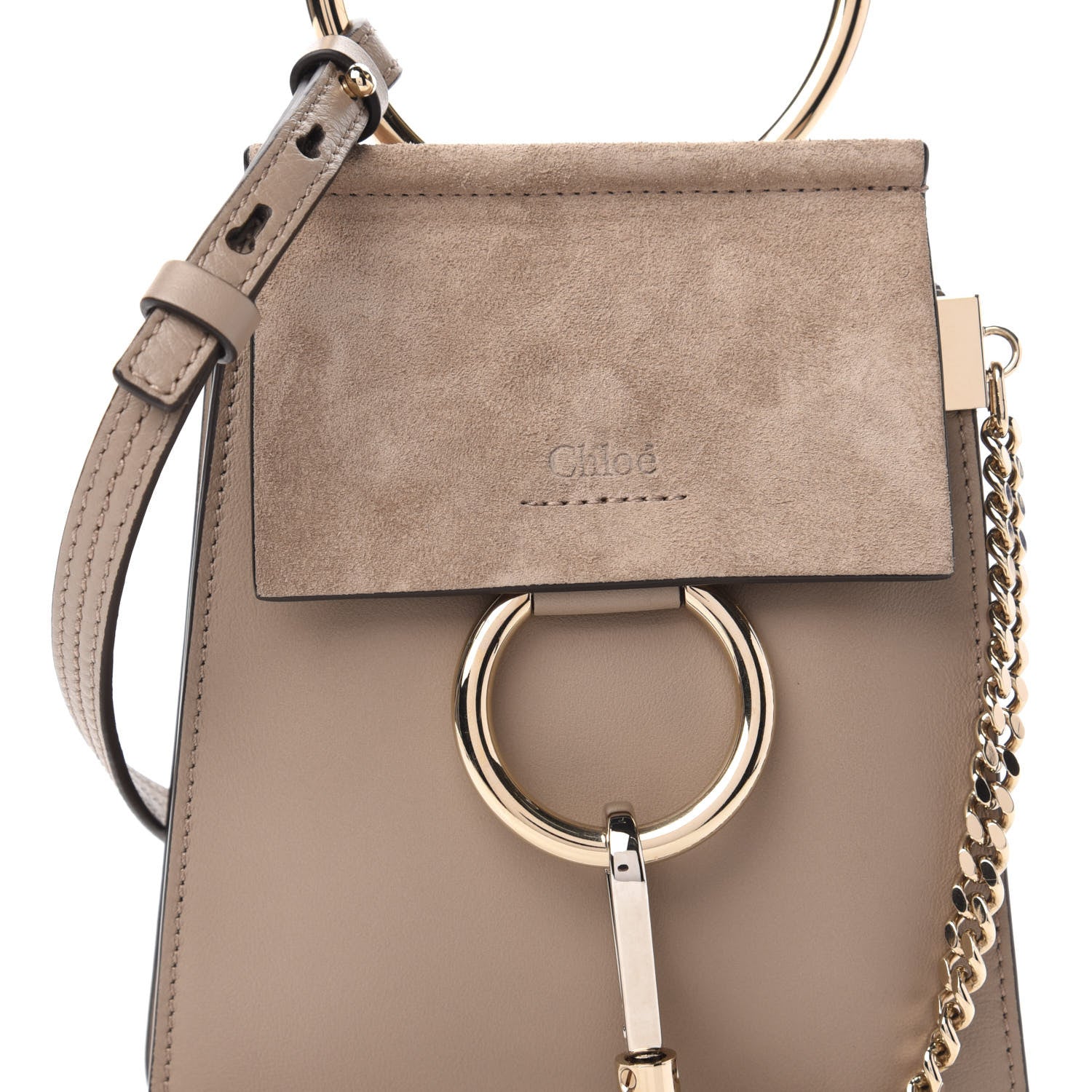 Chloe Suede Calfskin Mini Faye Bracelet Bag Motty Grey 9 of 9