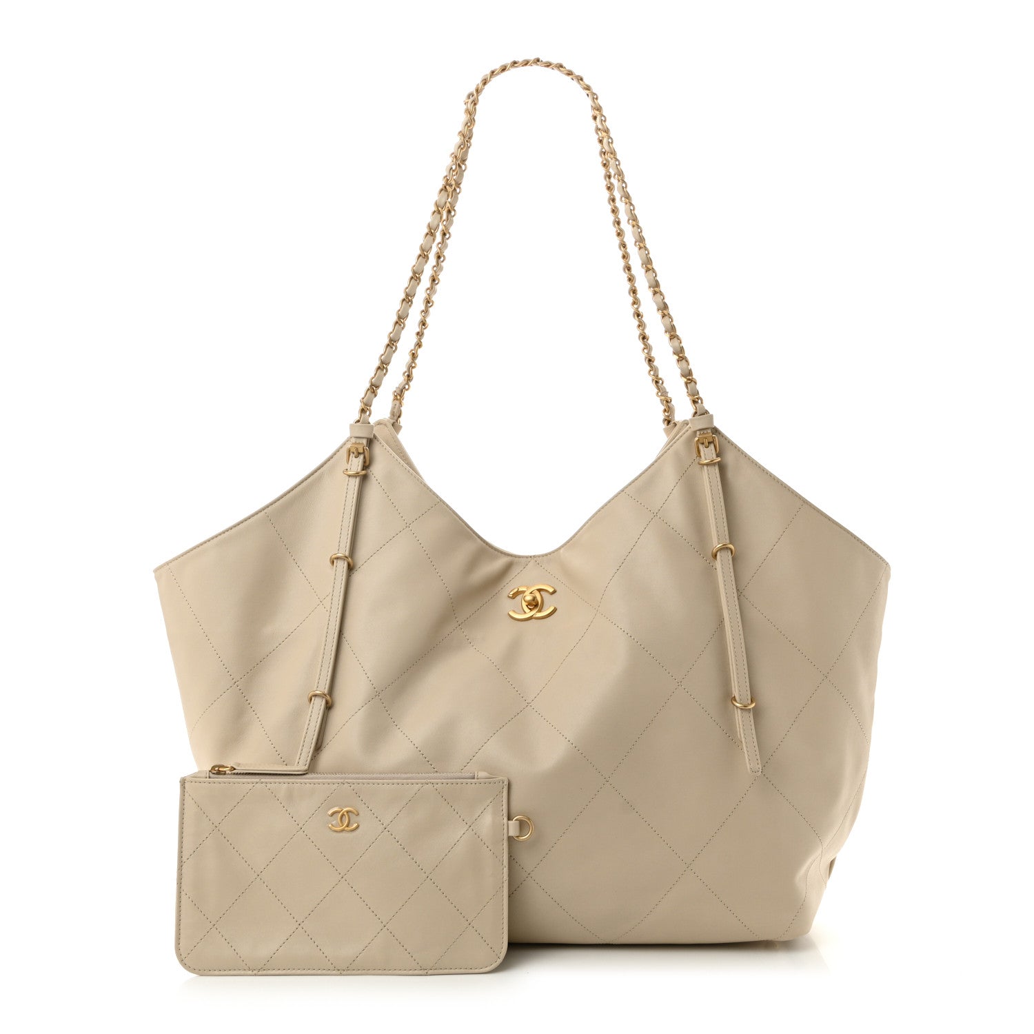 Chanel Calfskin Quilted Maxi Shopping Bag Beige 2 of 11
