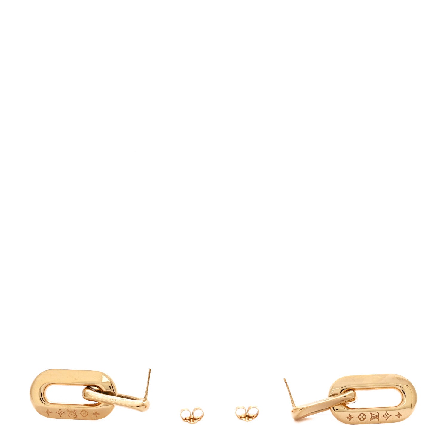 Louis Vuitton Metal LV Edge Double Hoop Earrings Gold 3 of 5