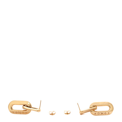 Louis Vuitton Metal LV Edge Double Hoop Earrings Gold 3 of 5