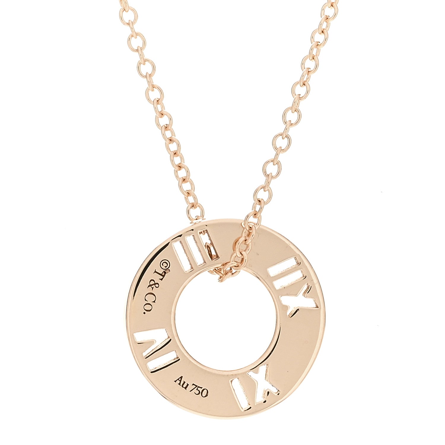 Tiffany 18K Rose Gold Diamond Atlas Pierced Pendant Necklace 4 of 4