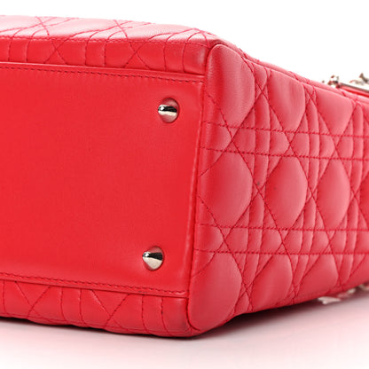 Christian Dior Lambskin Cannage Medium Lady Dior Red 9 of 12