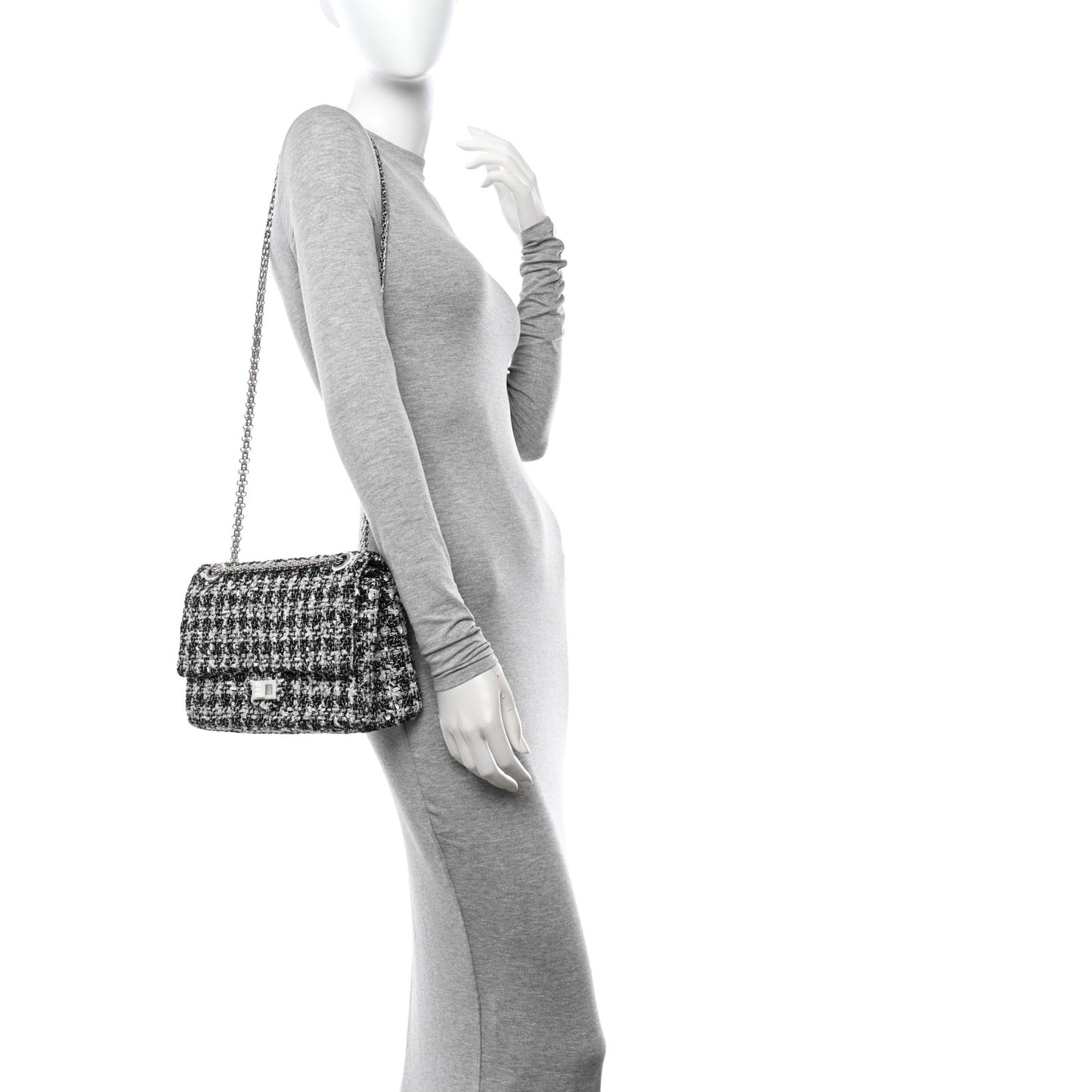 Tweed Quilted Resin 2.55 Reissue 226 Flap Black White