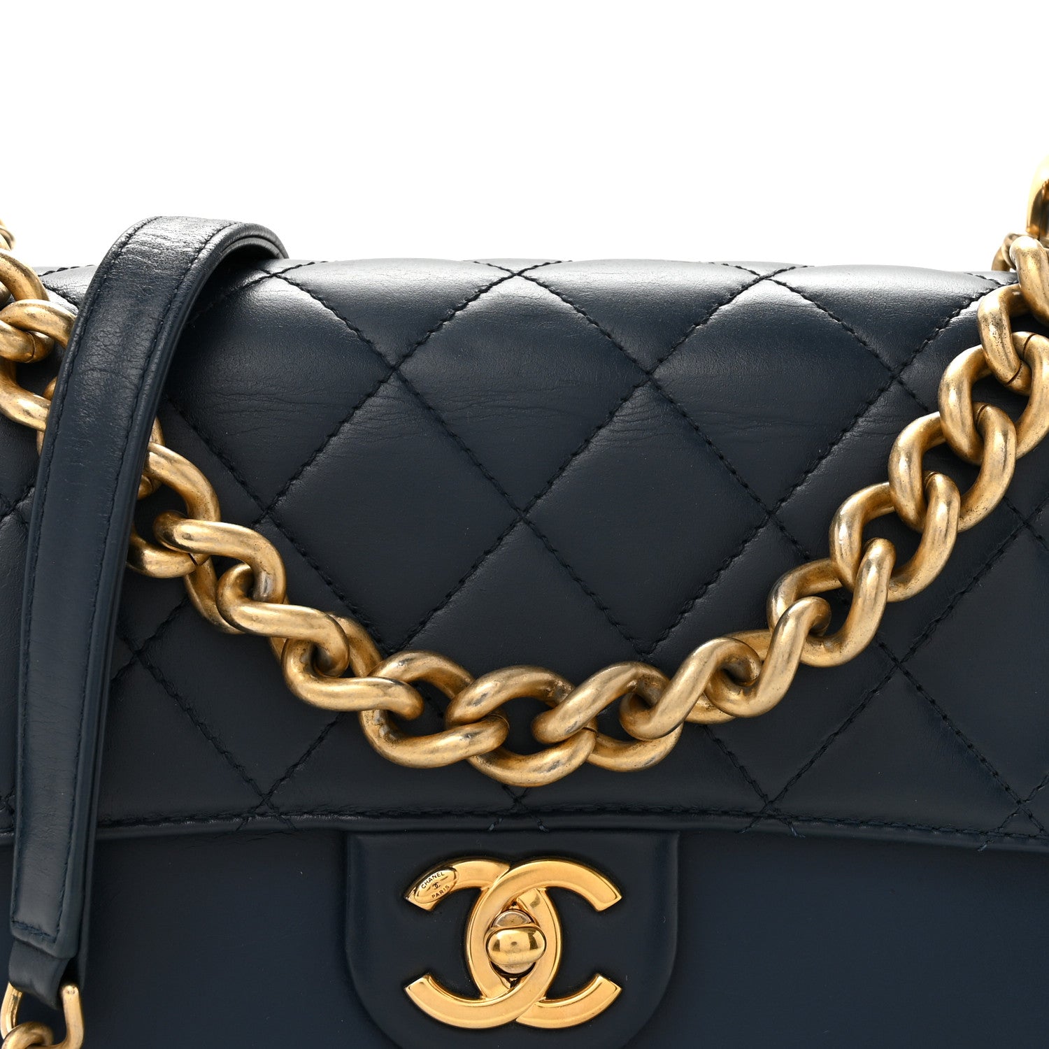 Chanel Glazed Calfskin Quilted Small Straight Lined Flap Blue 8 of 14