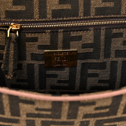 Fendi Fabric Jacquard FF 1974 Paisley Embroidered Baguette Tobacco Moro Rosa Quarzo Multicolor 6 of 10
