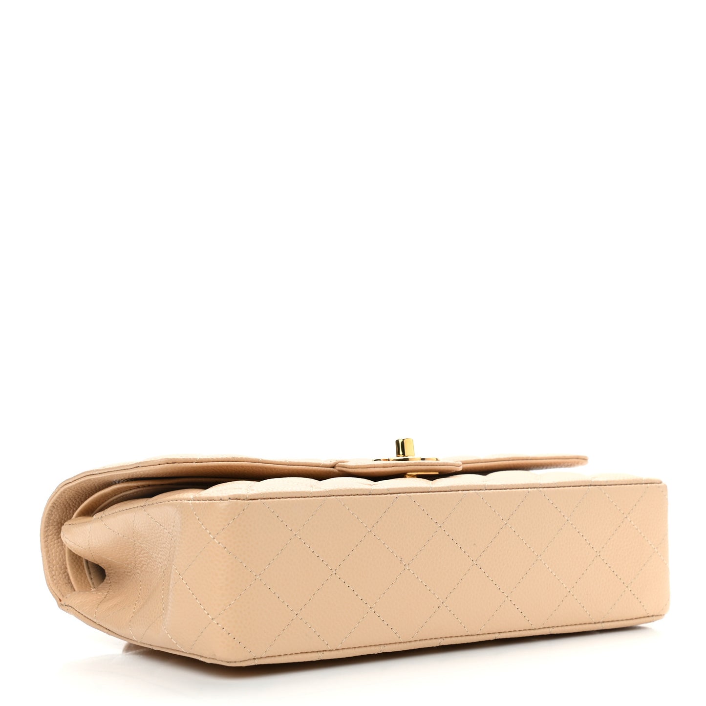 Caviar Quilted Medium Double Flap Beige Clair