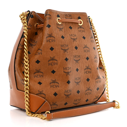 MCM Visetos Small Soft Berlin Drawstring Bucket Bag Cognac 3 of 10