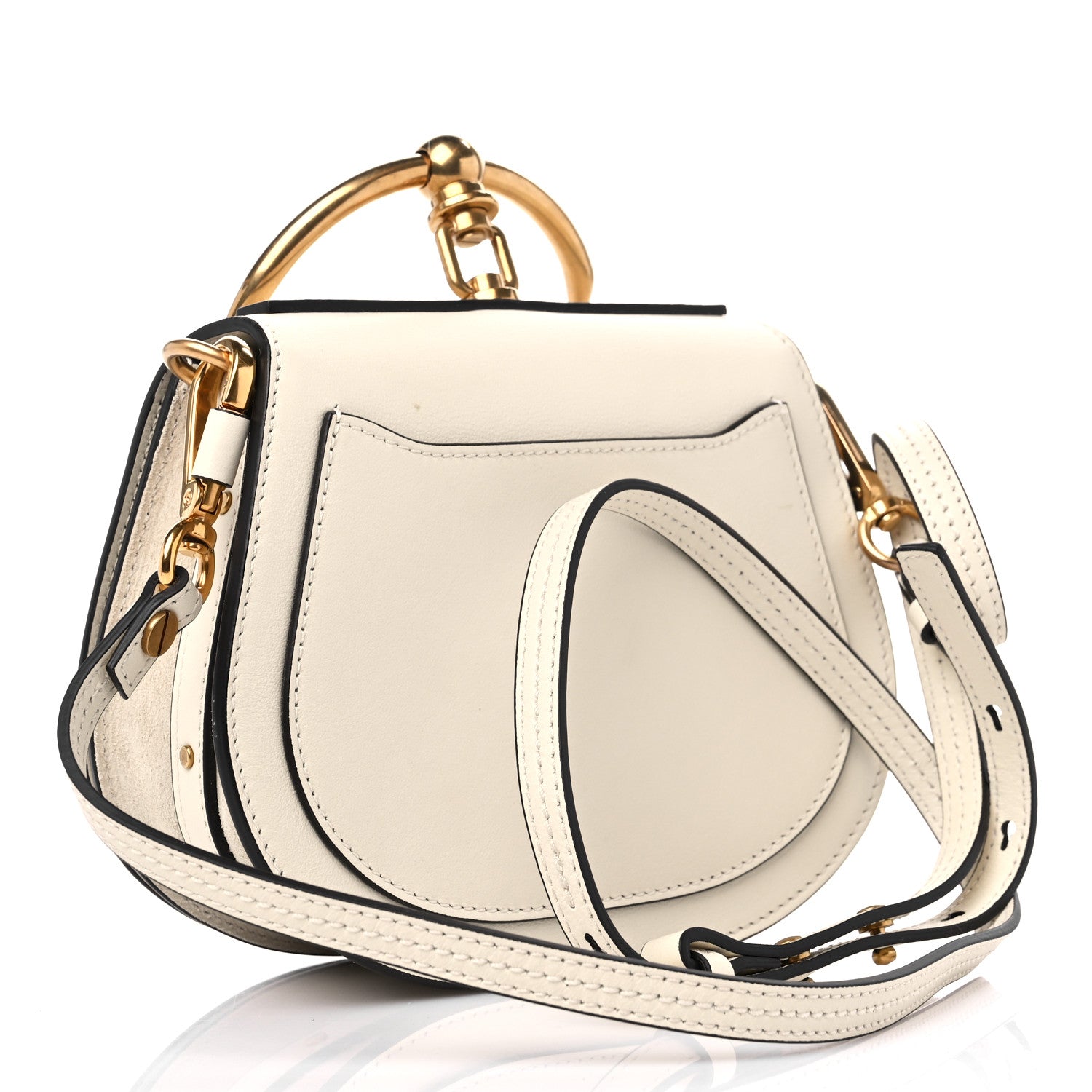 Chloe Calfskin Suede Small Nile Bracelet Bag Off White 3 of 8