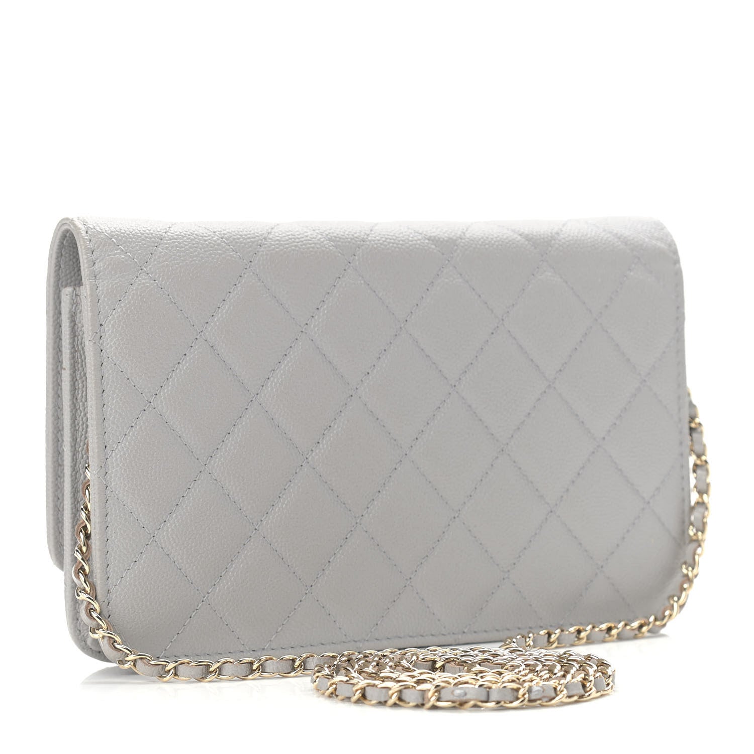 Chanel Caviar Quilted Golden Class Wallet On Chain WOC Gray 2 of 12