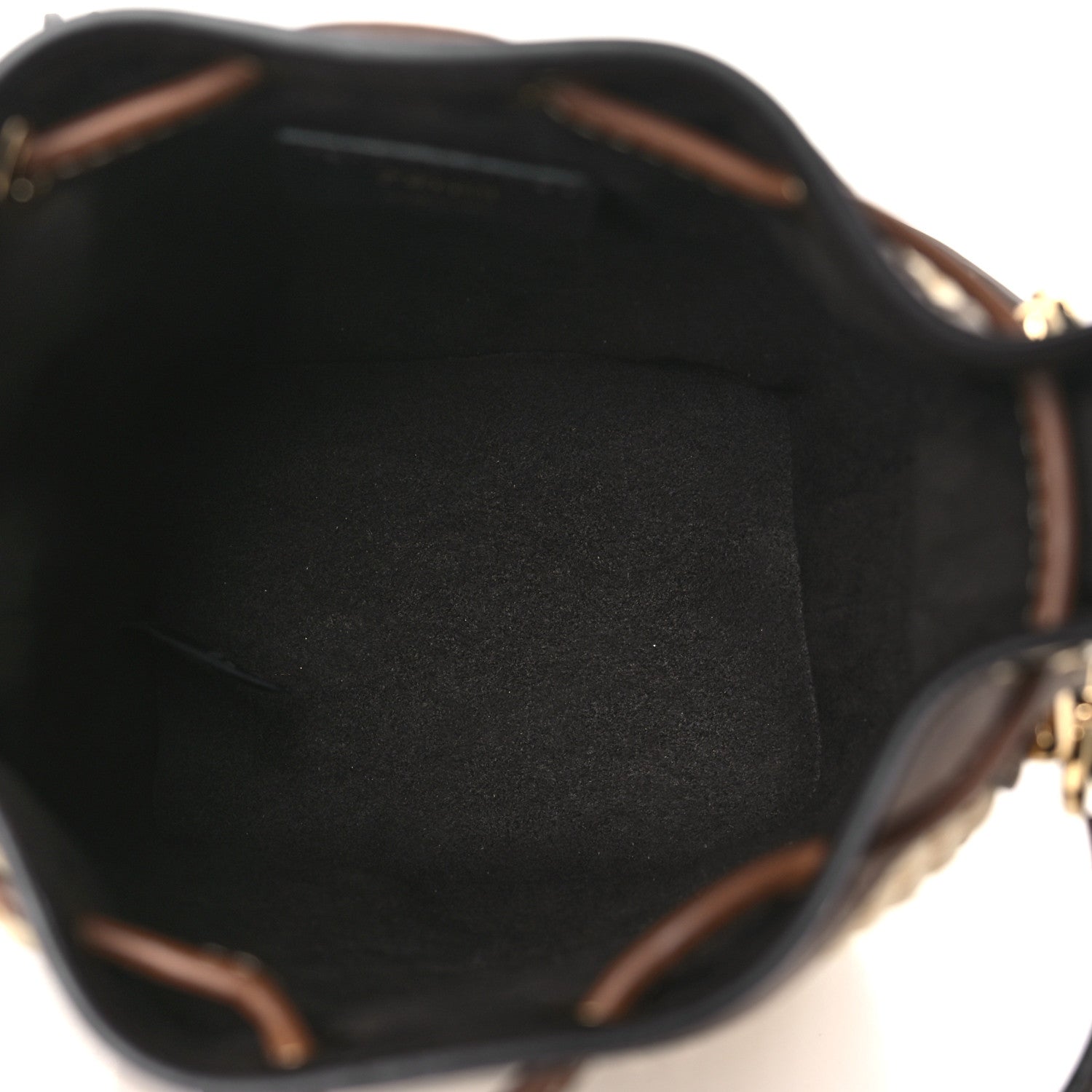Fendi Straw F is Fendi Logo Crochet Mini Mon Tresor Bucket Bag Naturale Black 5 of 10