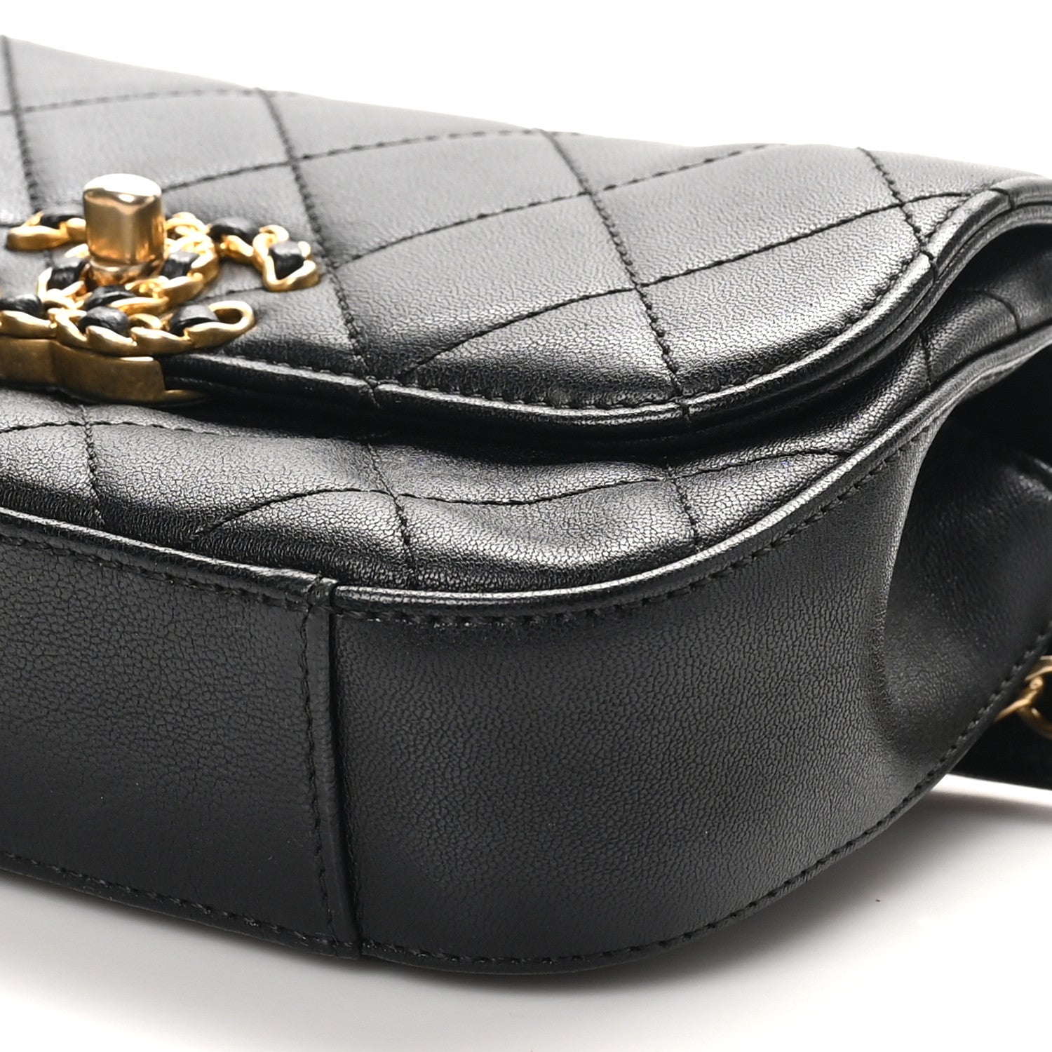 Chanel Lambskin Quilted Chain Infinity Waist Belt Bag Black 10 of 10