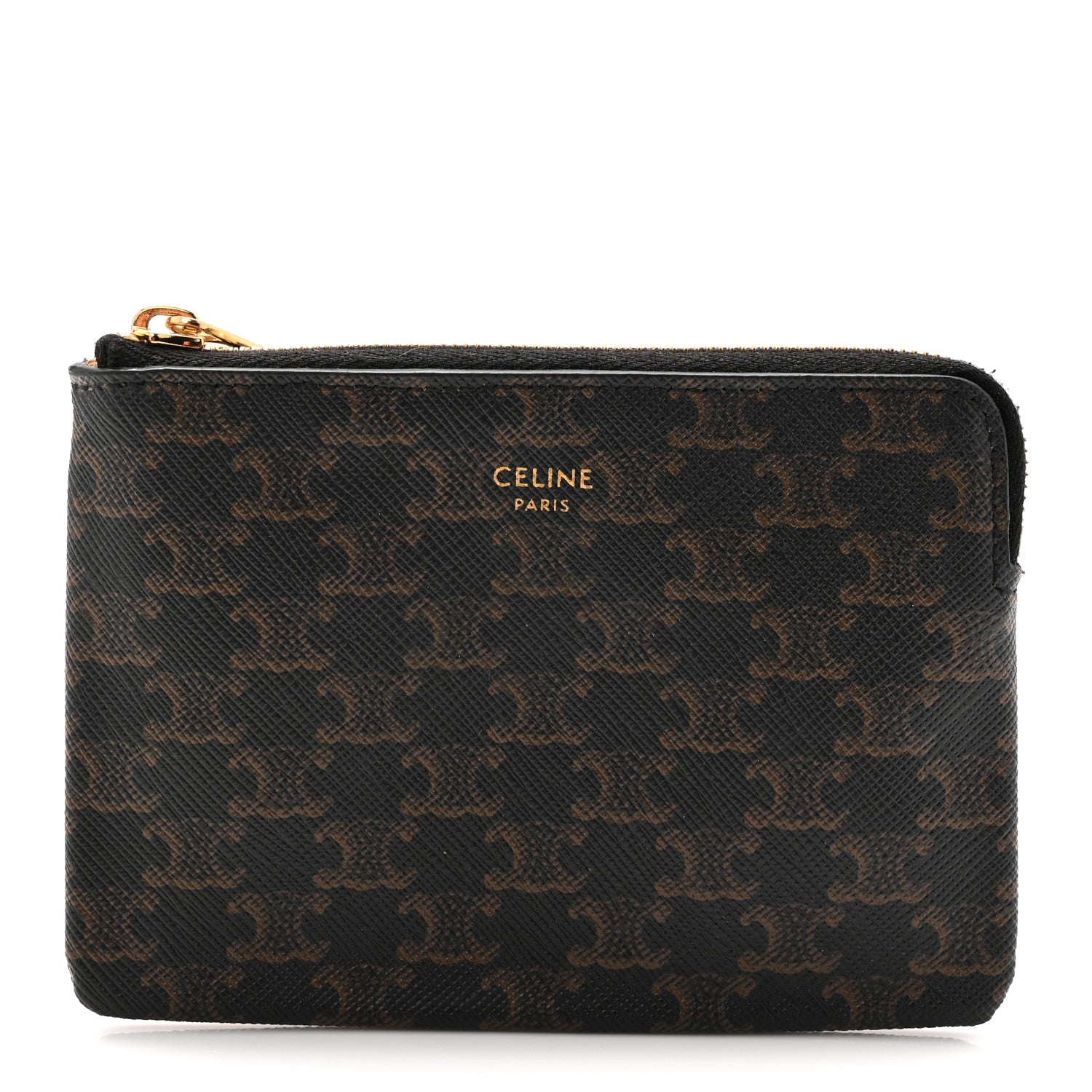 Celine Triomphe Canvas Zipped Coin Purse Black 1 of 9