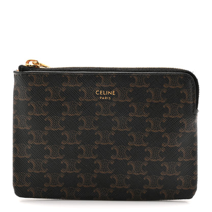 Celine Triomphe Canvas Zipped Coin Purse Black 1 of 9