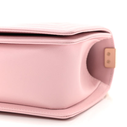 Chanel Caviar Chevron Quilted Medium Boy Flap Light Pink 9 of 10