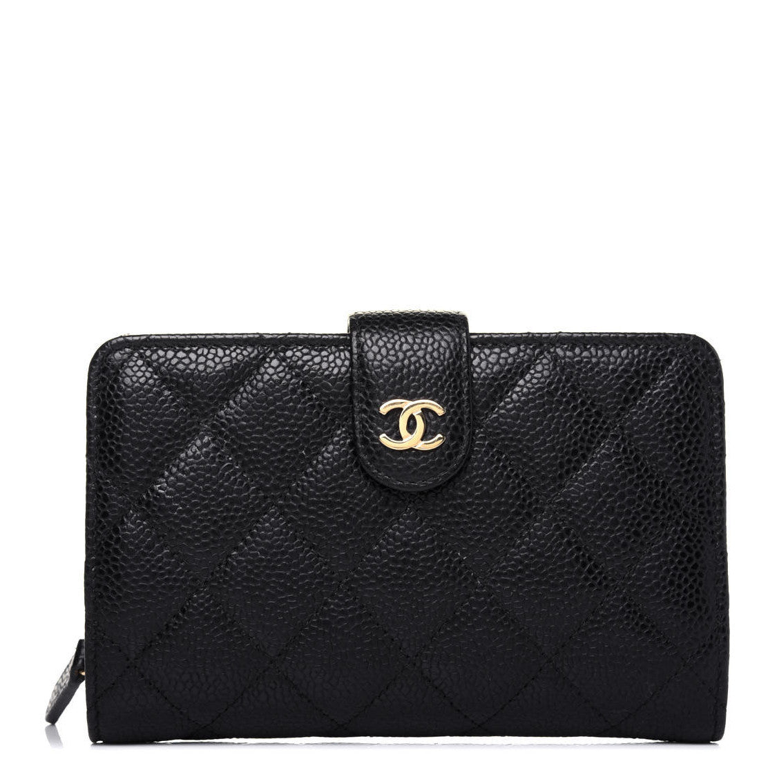 Caviar Quilted CC French Wallet Black
