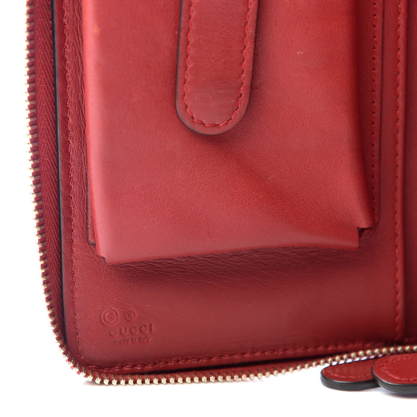 Microguccissima Zip Around Top Handle Travel Wallet Red
