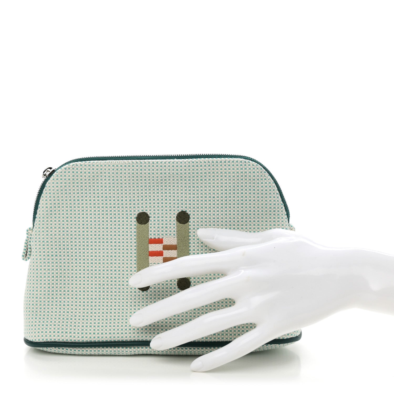 Hermes Cotton Canvas Crazy H Mini Bolide Case Nuage Menthe 2 of 9
