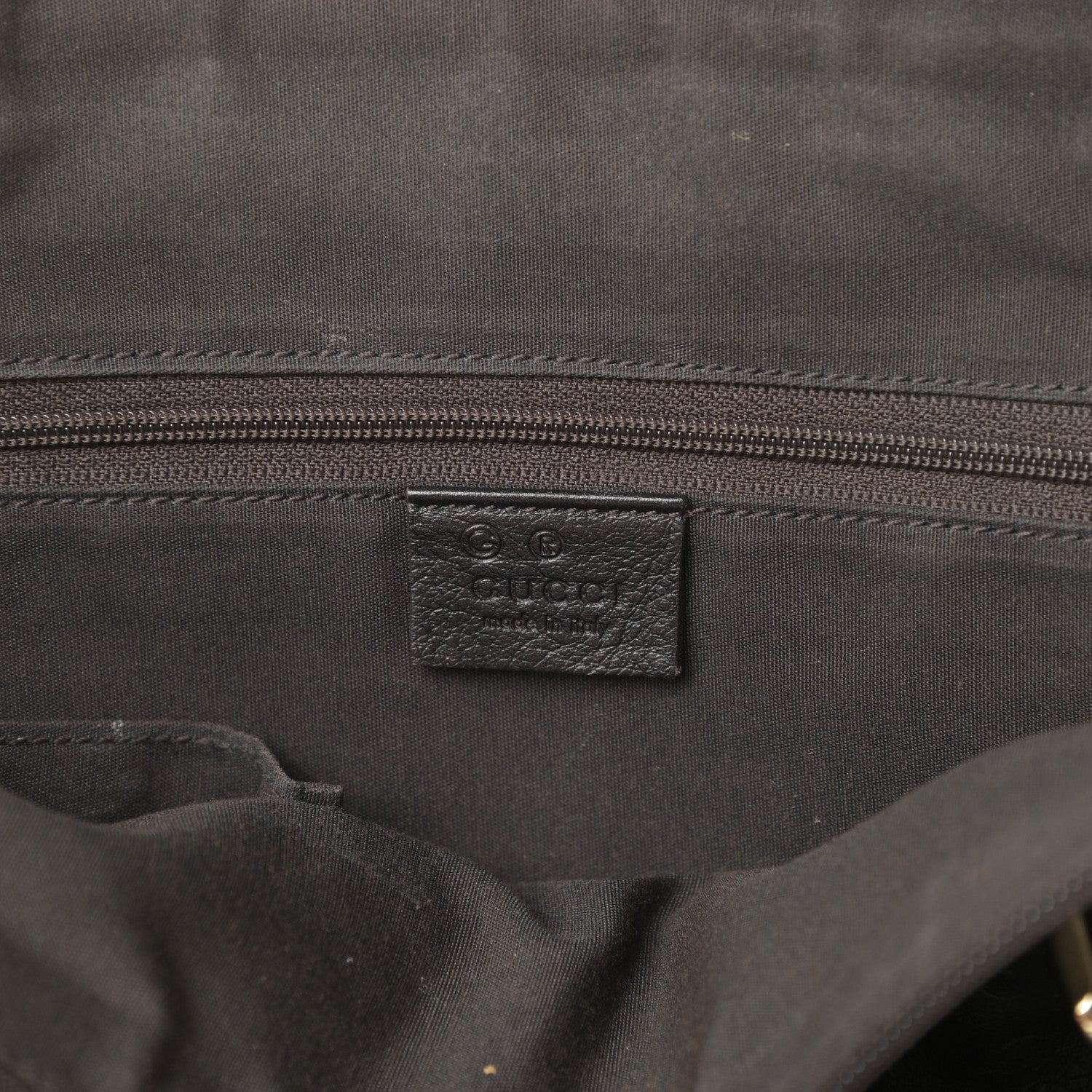 Gucci Calfskin Horsebit Embossed Medium Abbey Tote Dark Brown 6 of 14