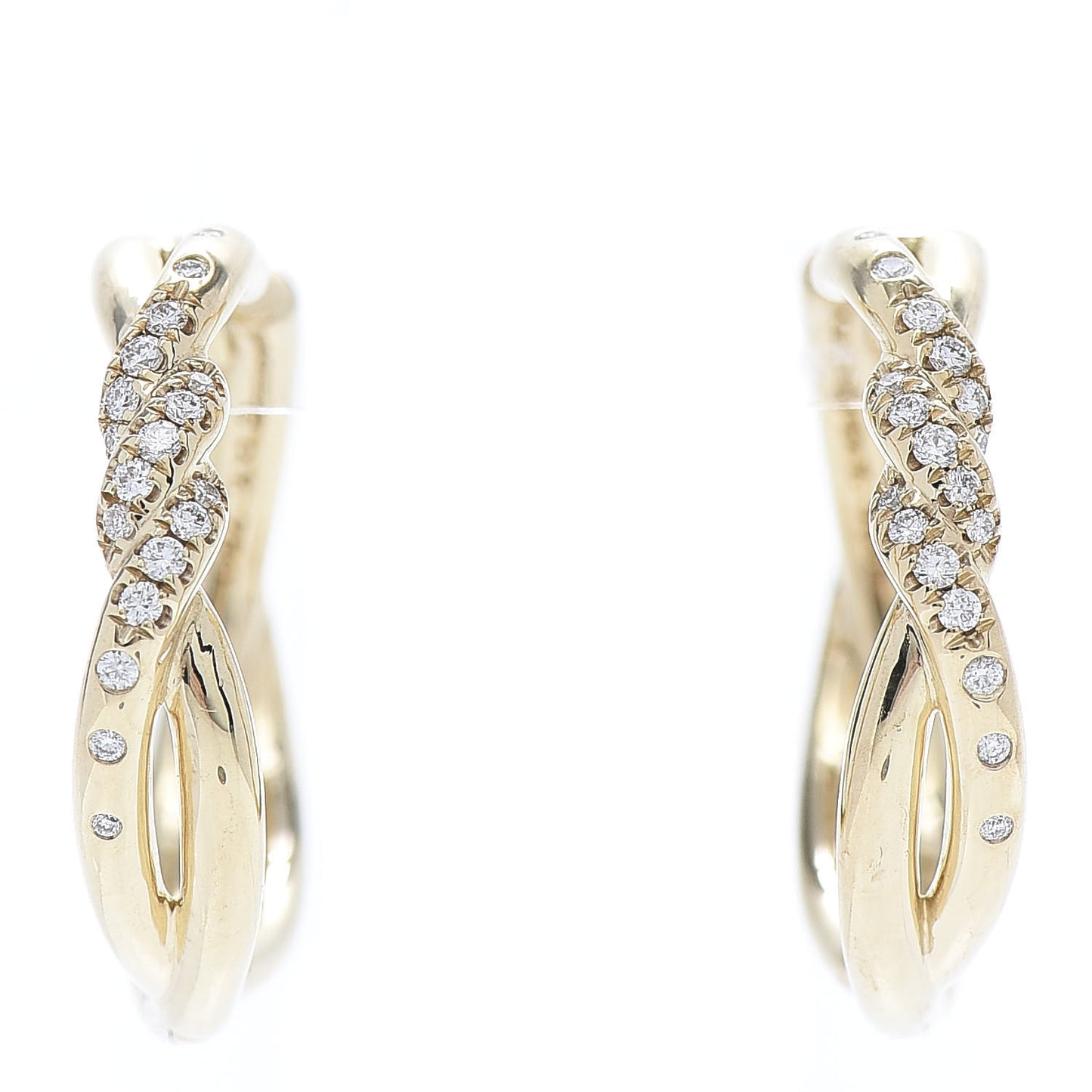 18K Yellow Gold Diamond 21mm Continuous Hoop Earrings