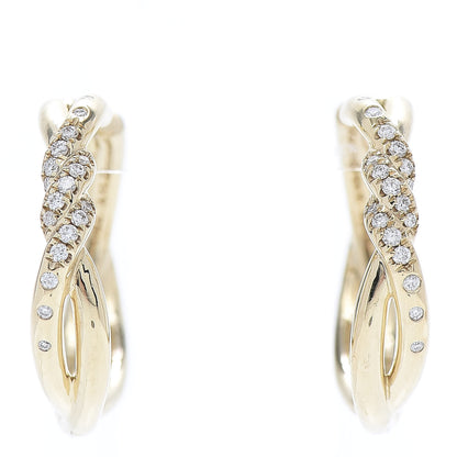 David Yurman 18K Yellow Gold Diamond 21mm Continuous Hoop Earrings 1 of 5