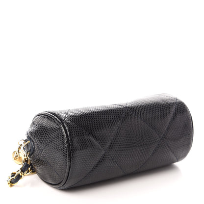 Chanel Lizard Quilted Small Tassel Shoulder Bag Navy 4 of 12