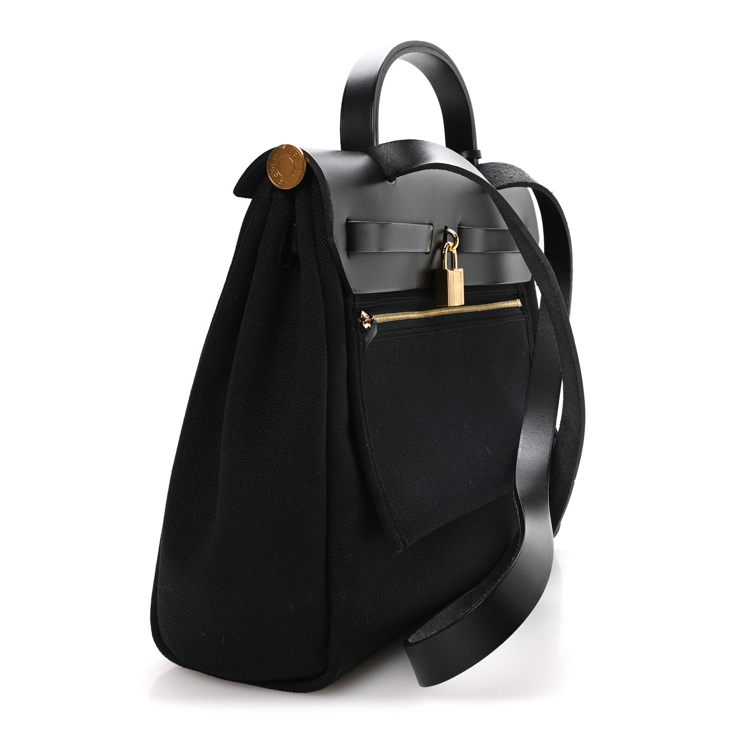 Hermes Military Toile Vache Hunter Herbag Zip Retourne 31 PM Black 4 of 12