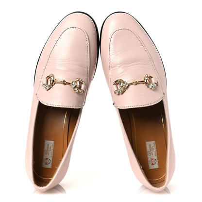 Gucci Malaga Kid Crystal Horsebit Womens Jordaan Loafers 37 Pink Hibiscus 2 of 14
