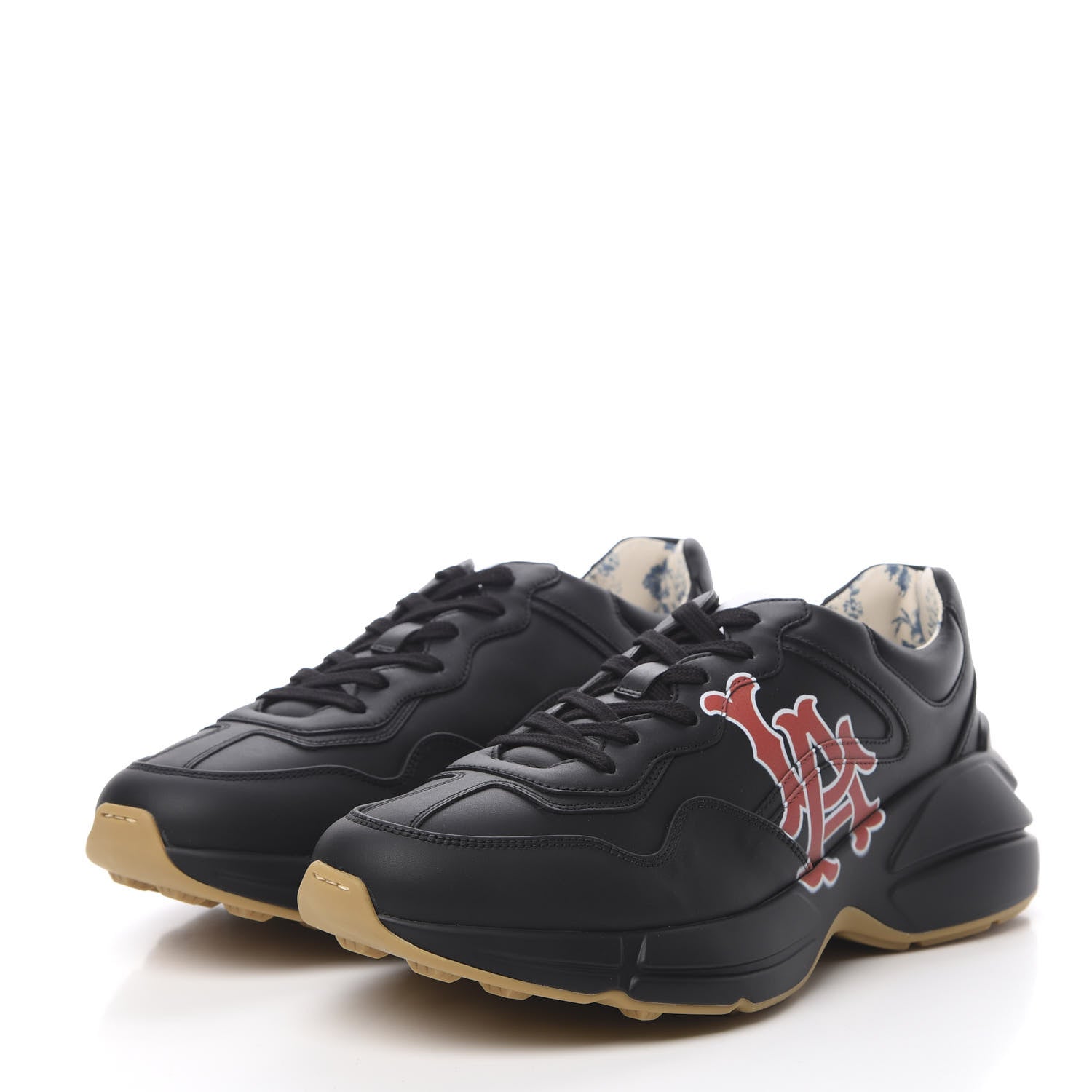 Gucci X MLB Calfskin LA Dodgers Mens Rhyton Sneakers 9 Black 3 of 9