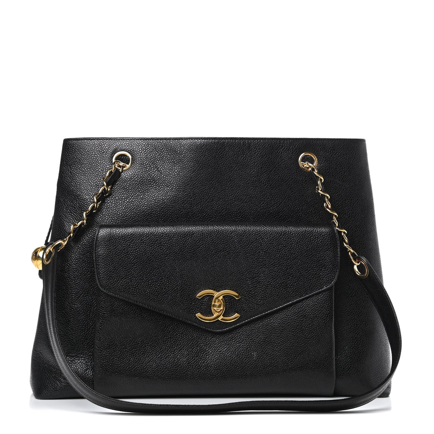 Caviar Flap Shoulder Bag Black