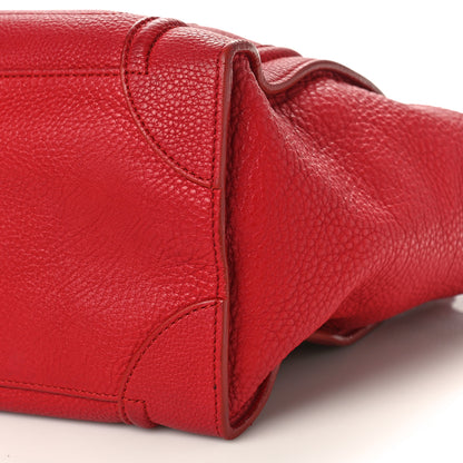 Celine Drummed Calfskin Mini Luggage Red 9 of 12