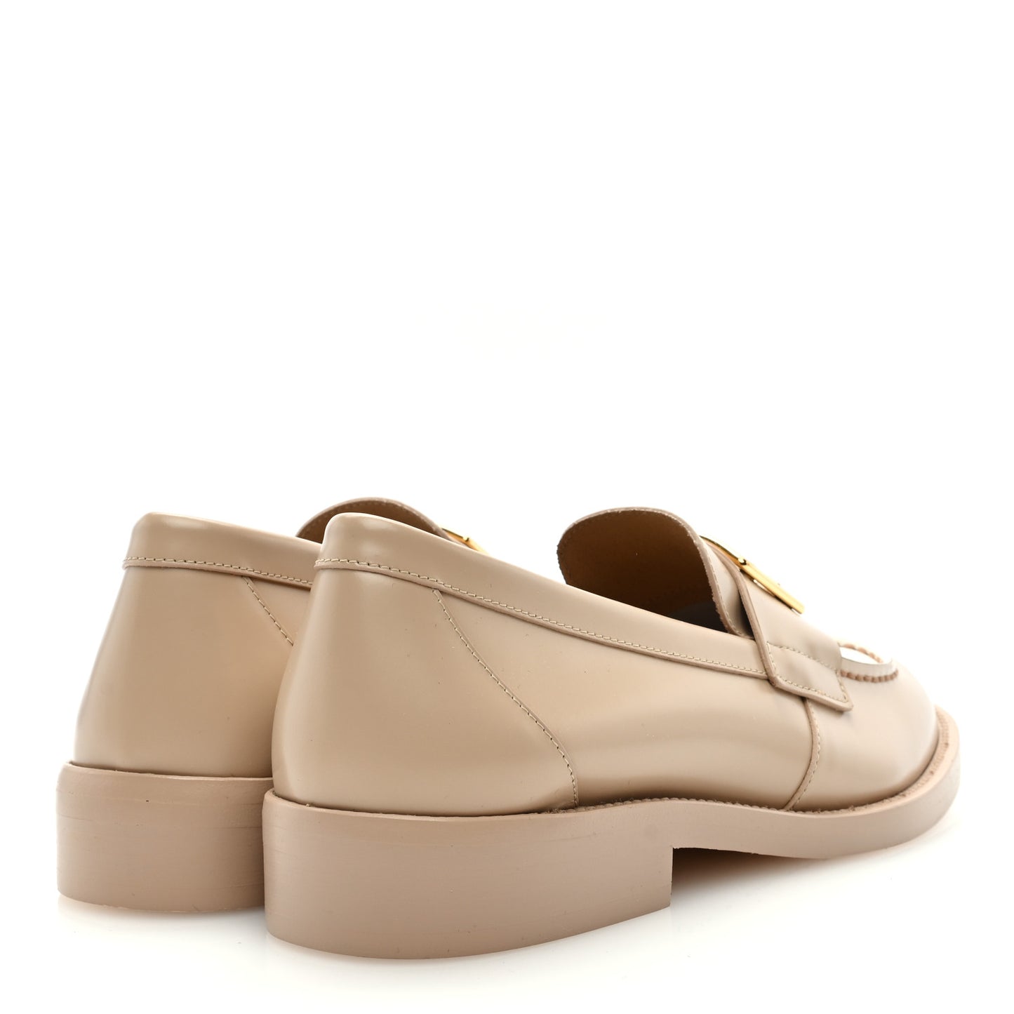 Shiny Calfskin CC Loafers 37 Beige White