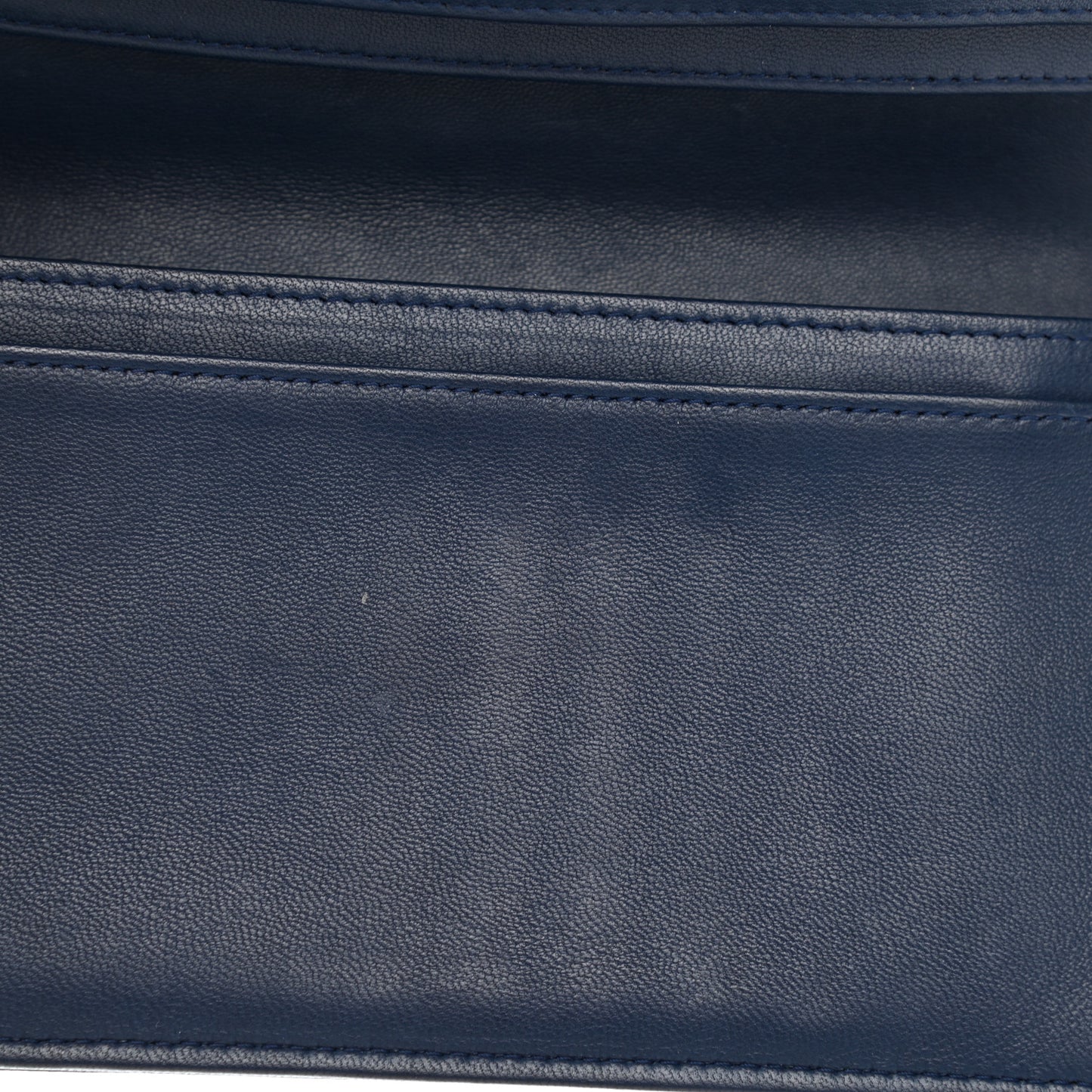 Lambskin Quilted Boy Yen Wallet Navy