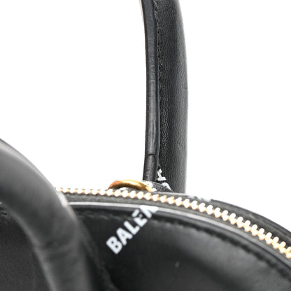 Balenciaga Calfskin Allover Logo S Ville Top Handle Bag Black White 20 of 22