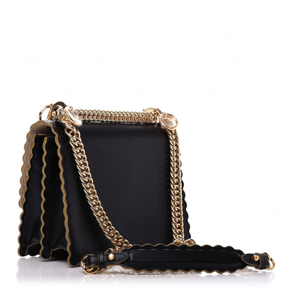 Fendi Vitello Liberty Scalloped Studded Small Kan I Shoulder Bag Black 3 of 9