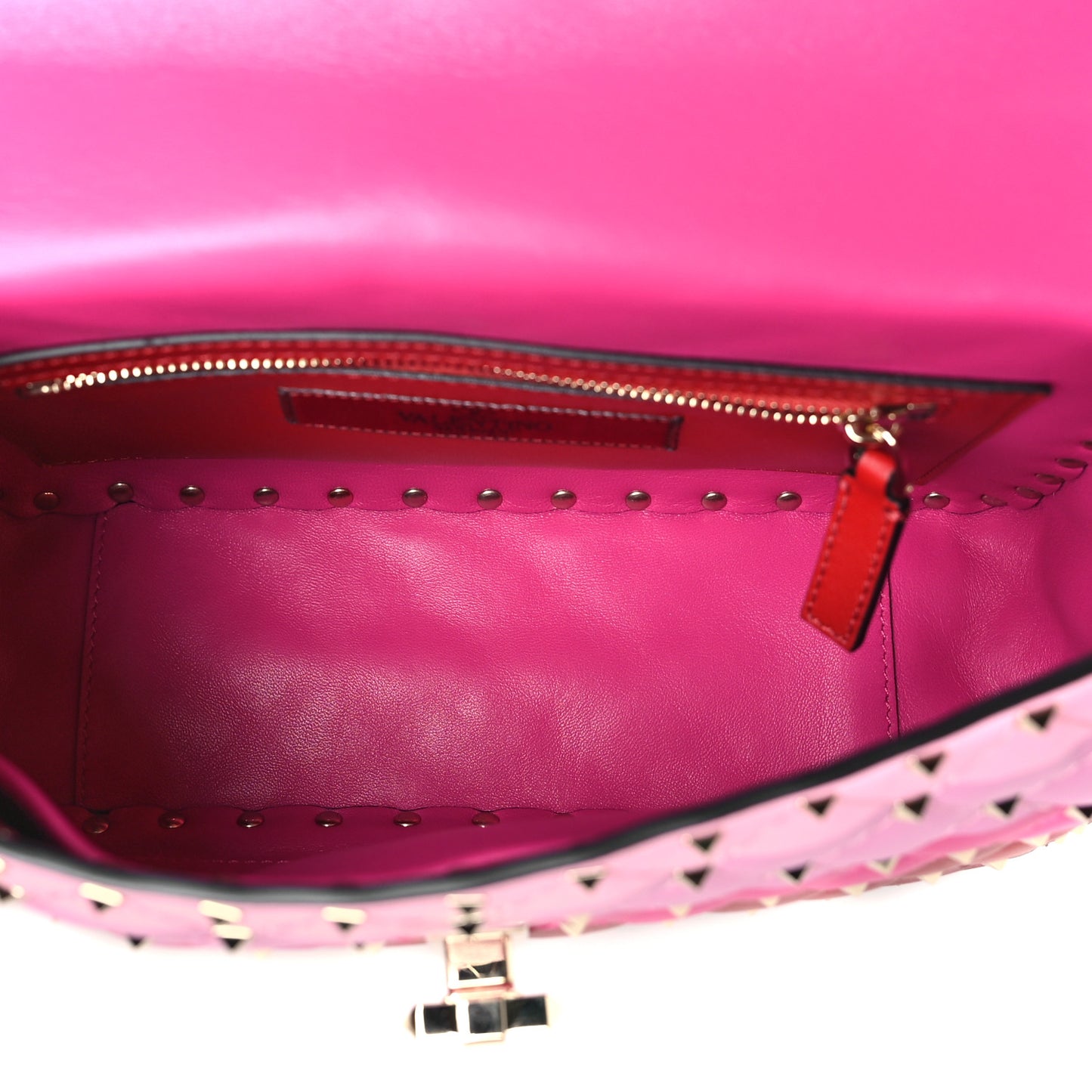 VALENTINO GARAVANI Lambskin Stripe Intarsia Medium Rockstud Spike Shoulder Bag Multicolor