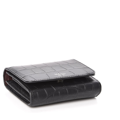 Mulberry Matte Crocodile Embossed Calfskin Small French Continental Wallet Black 4 of 7